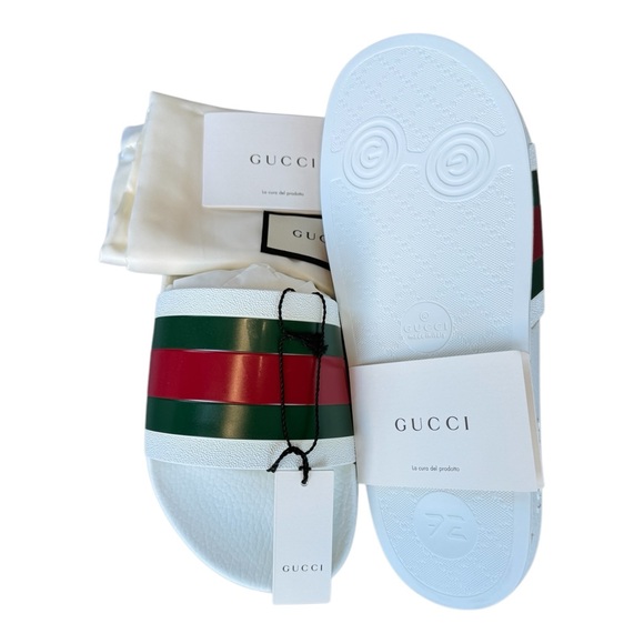 NWB Gucci slides men great white - red - green web stripes various sizes - Picture 9 of 15